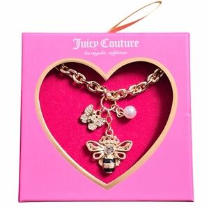 Juicy Couture Charm Cluster Bee Necklace, Gold‑Tone with Butterfly NEW IN BOX